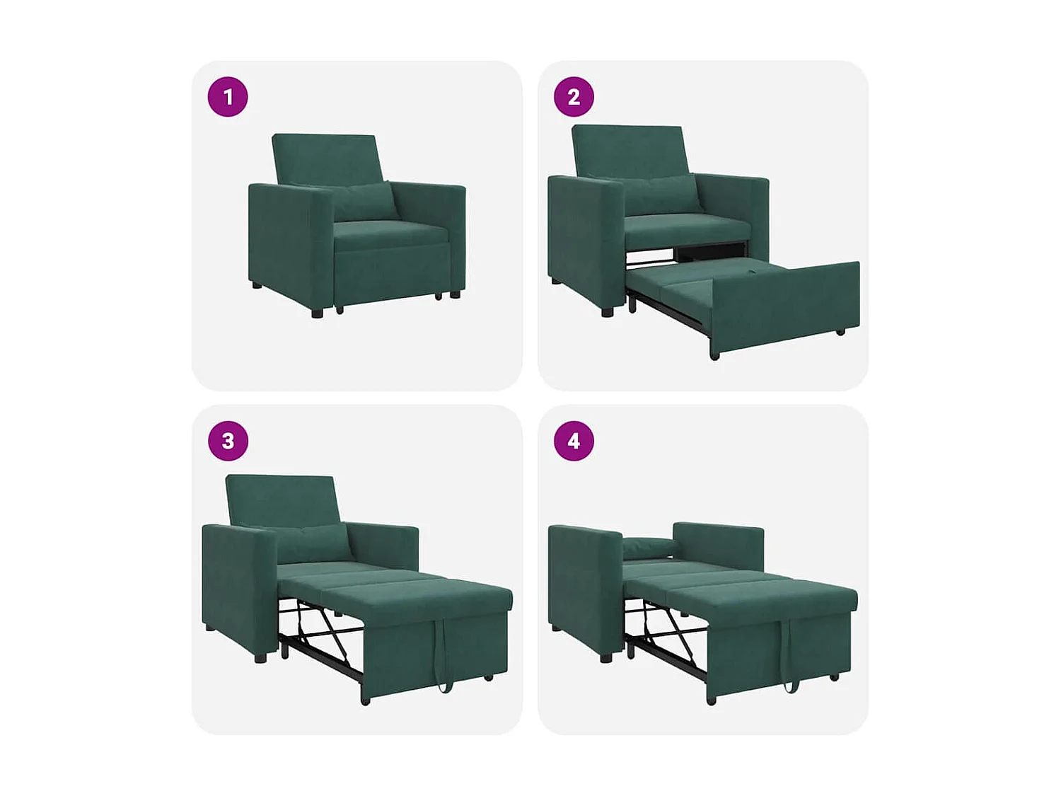 Sofá Cama Individual Verde oscuro 90x165x87 cm Terciopelo SHL6236