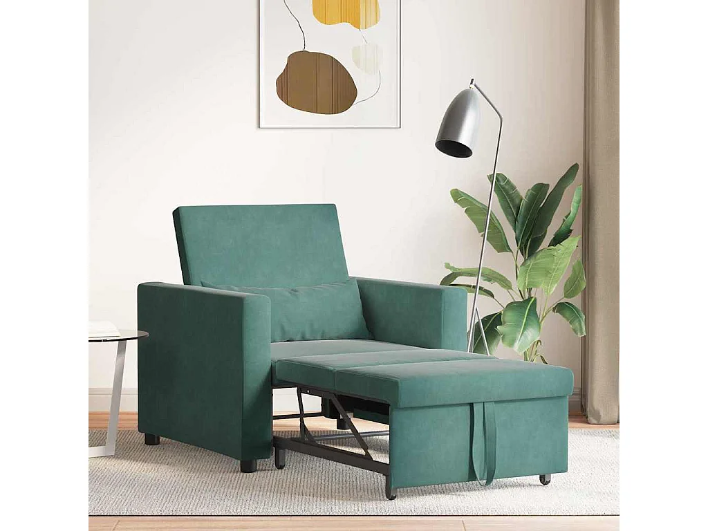 Fauteuil Salon-Chaise de relax-Chaise de Canapé Vert foncé 90x165x87 cm Velours SHL3965