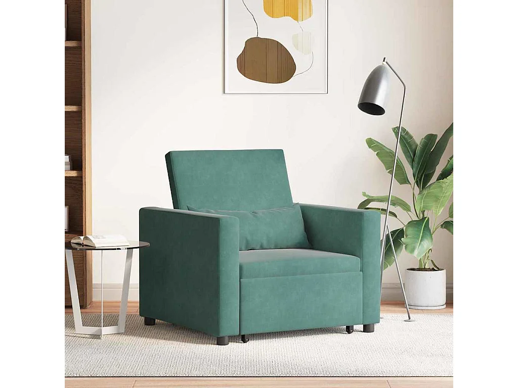 Einzel-Schlafsofa mit Rädern Dunkelgrün 90x165x87 cm Samt SHL30282