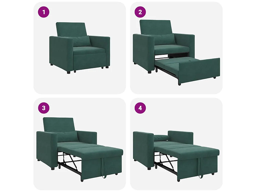 Einzel-Schlafsofa mit Rädern Dunkelgrün 90x165x87 cm Samt SHL30282