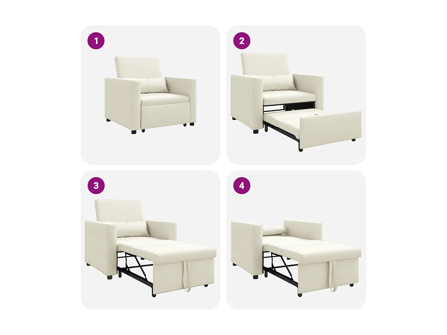 Sofá Cama Individual Crema 90x165x87 cm Terciopelo SHL4010