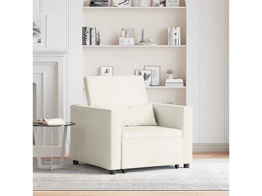 Einzel-Schlafsofa mit Rädern Creme 90x165x87 cm Samt SHL26607