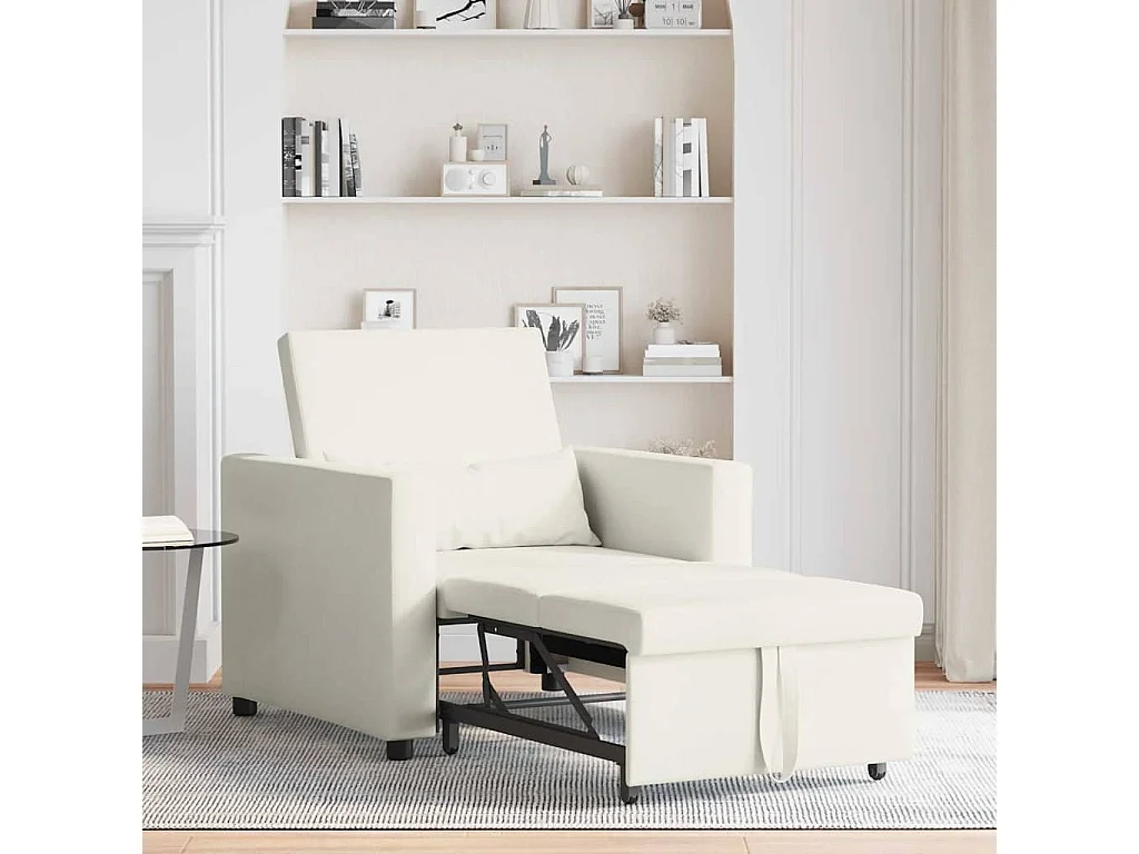 Einzel-Schlafsofa mit Rädern Creme 90x165x87 cm Samt SHL26607