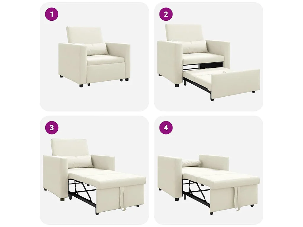 Einzel-Schlafsofa mit Rädern Creme 90x165x87 cm Samt SHL26607