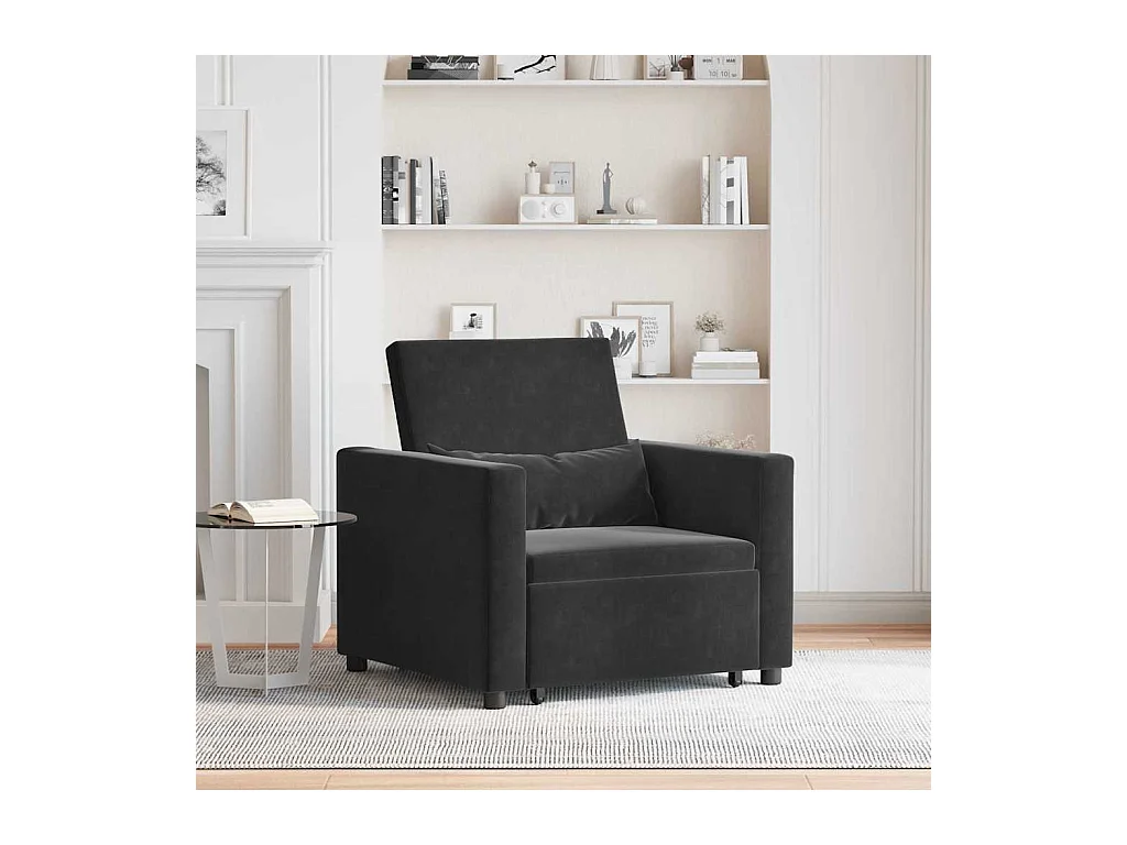 Sofá Cama Individual Negro 90x165x87 cm Terciopelo SHL7923