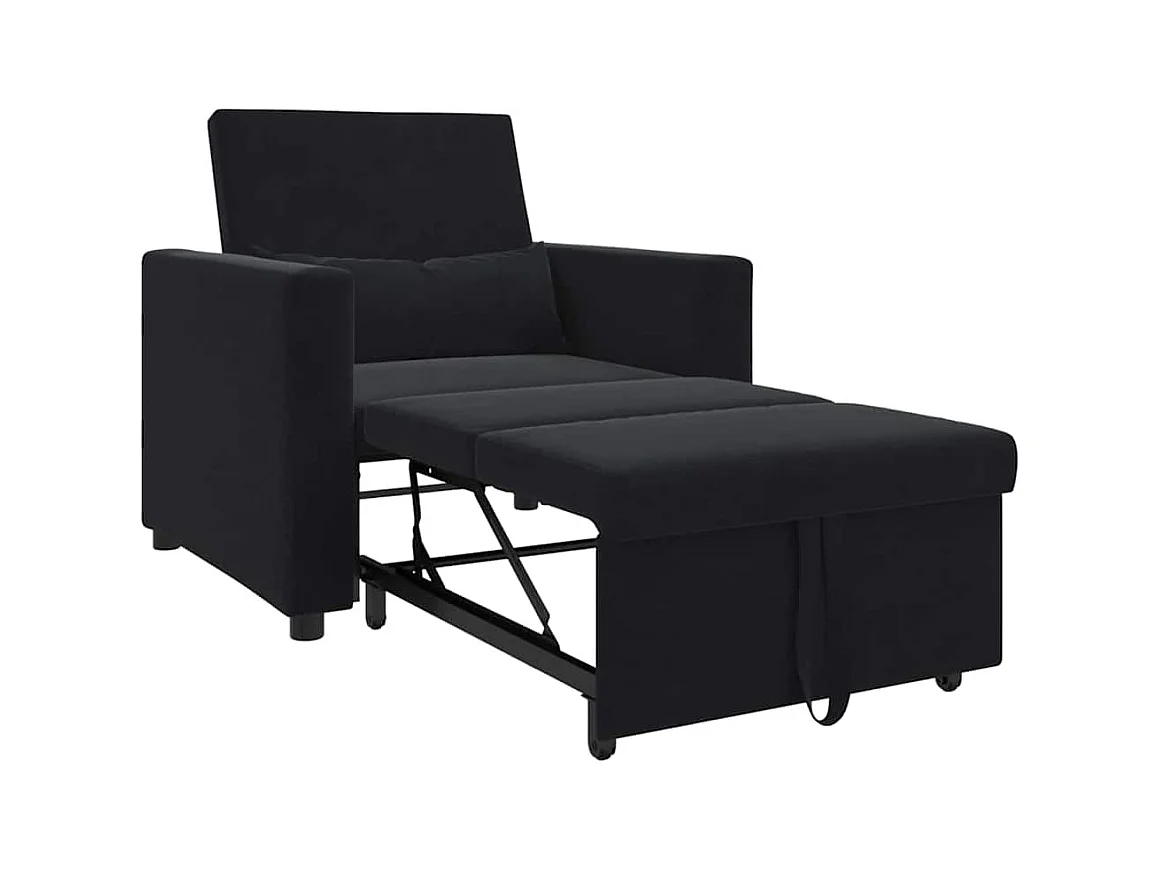 Sofá Cama Individual Negro 90x165x87 cm Terciopelo SHL7923