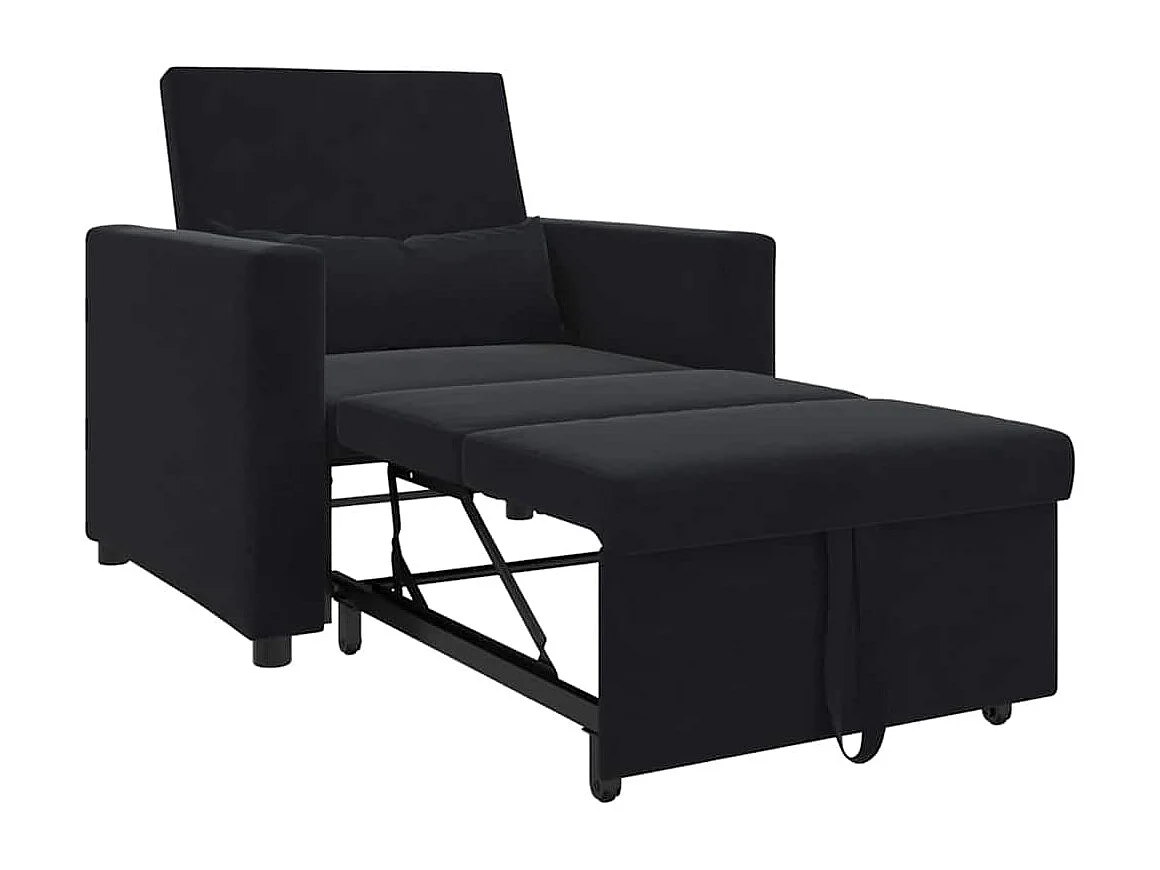 Fauteuil Salon-Chaise de relax-Chaise de Canapé Noir 90x165x87 cm Velours SHL3308