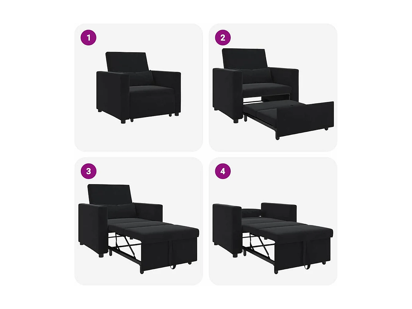 Fauteuil Salon-Chaise de relax-Chaise de Canapé Noir 90x165x87 cm Velours SHL3308