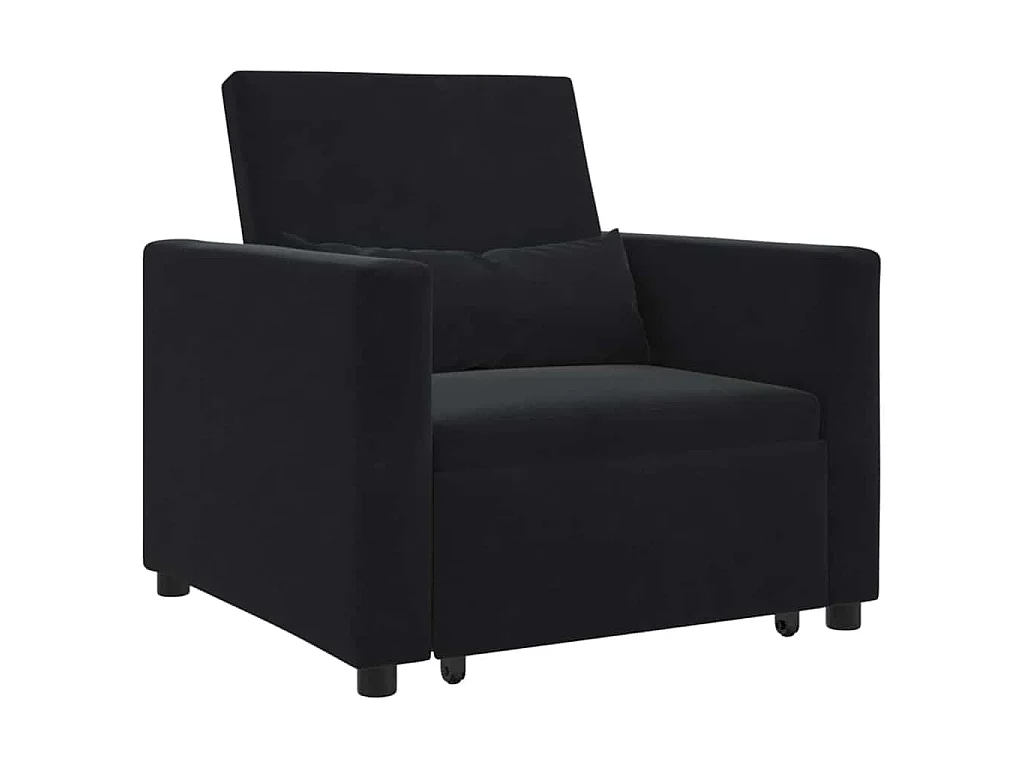 Einzel-Schlafsofa mit Rädern Schwarz 90x165x87 cm Samt SHL80197