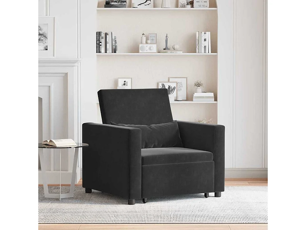 Einzel-Schlafsofa mit Rädern Schwarz 90x165x87 cm Samt SHL80197