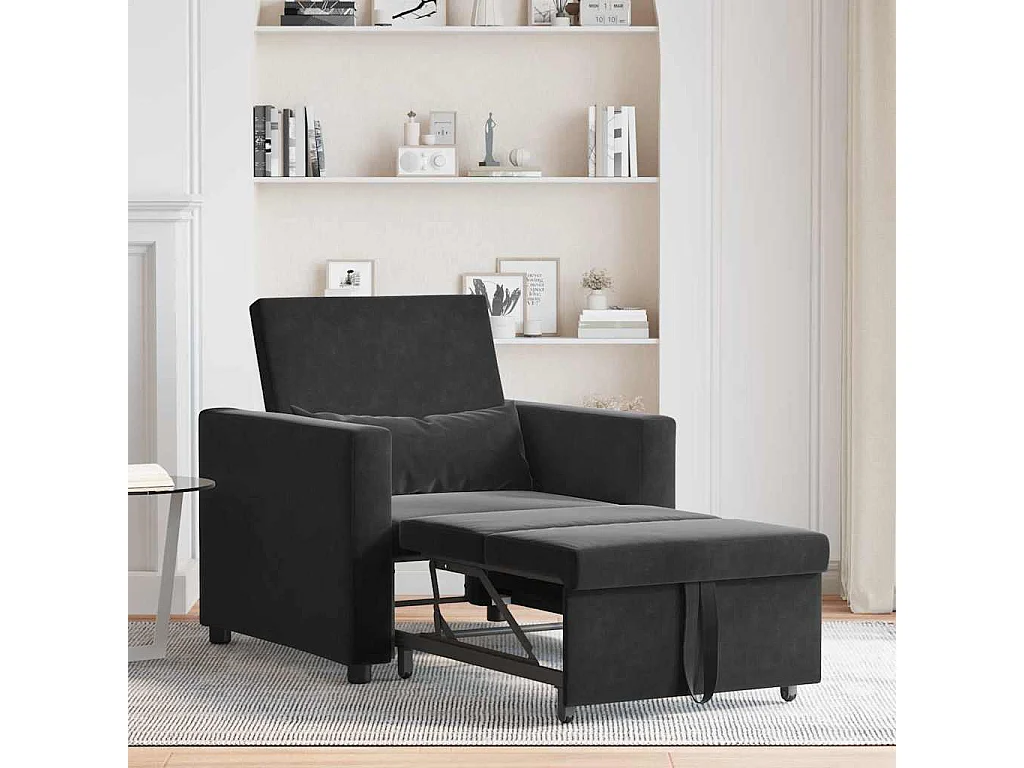 Einzel-Schlafsofa mit Rädern Schwarz 90x165x87 cm Samt SHL80197