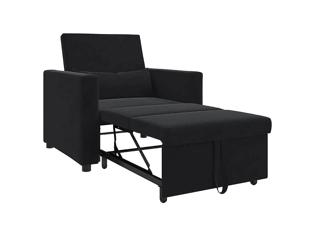 Einzel-Schlafsofa mit Rädern Schwarz 90x165x87 cm Samt SHL80197