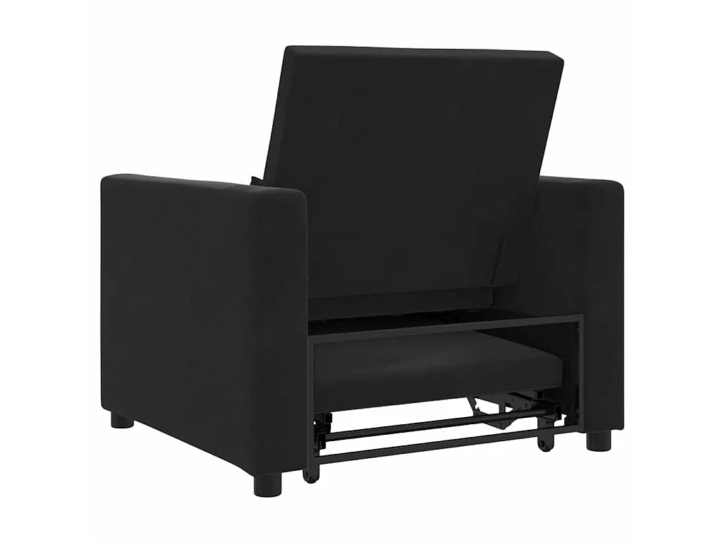 Einzel-Schlafsofa mit Rädern Schwarz 90x165x87 cm Samt SHL80197
