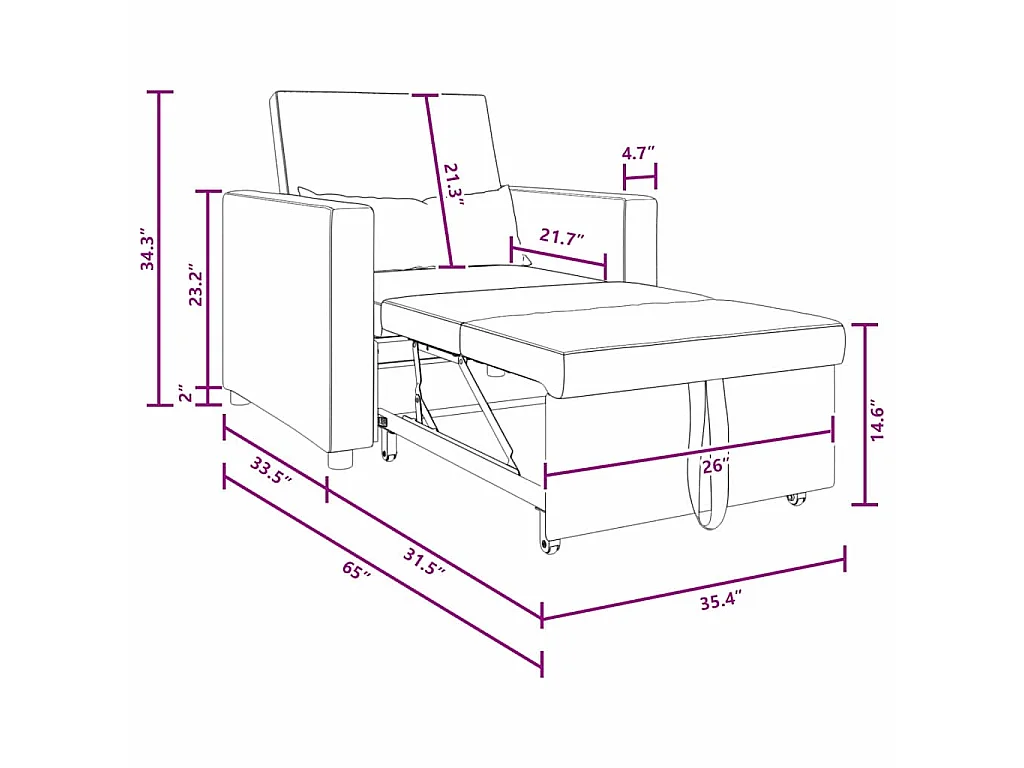 Einzel-Schlafsofa mit Rädern Schwarz 90x165x87 cm Samt SHL80197