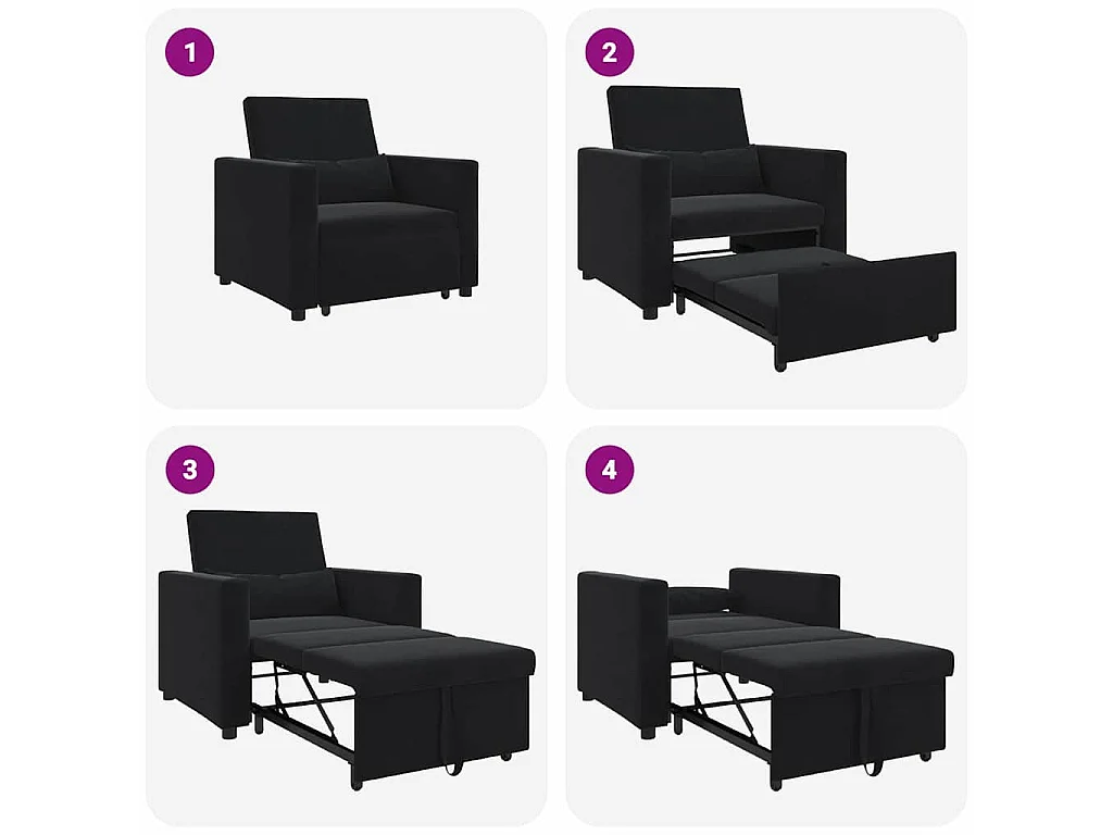 Einzel-Schlafsofa mit Rädern Schwarz 90x165x87 cm Samt SHL80197