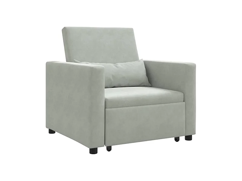 Enkele Slaapbank met wielen Lichtgrijs 90 x 165 x 87 cm Fluweel