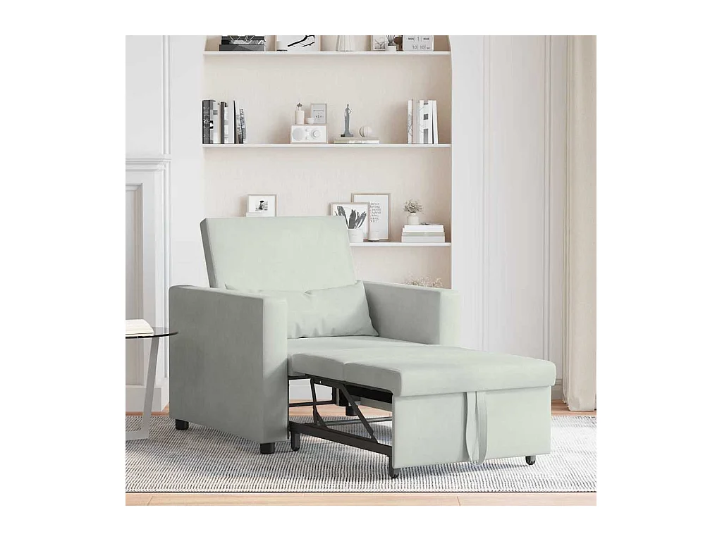 Sofá Cama Individual Gris claro 90x165x87 cm Terciopelo SHL8883