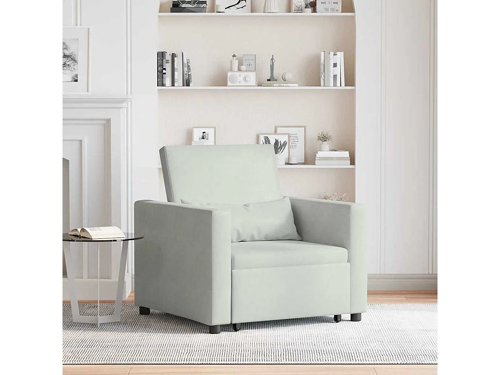 Fauteuil Salon-Chaise de relax-Chaise de Canapé Gris clair 90x165x87 cm Velours SHL5329