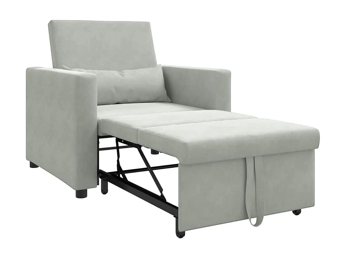 Fauteuil Salon-Chaise de relax-Chaise de Canapé Gris clair 90x165x87 cm Velours SHL5329