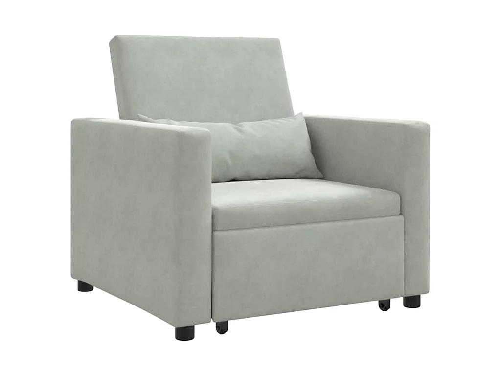Einzel-Schlafsofa mit Rädern Hellgrau 90x165x87 cm Samt SHL30569