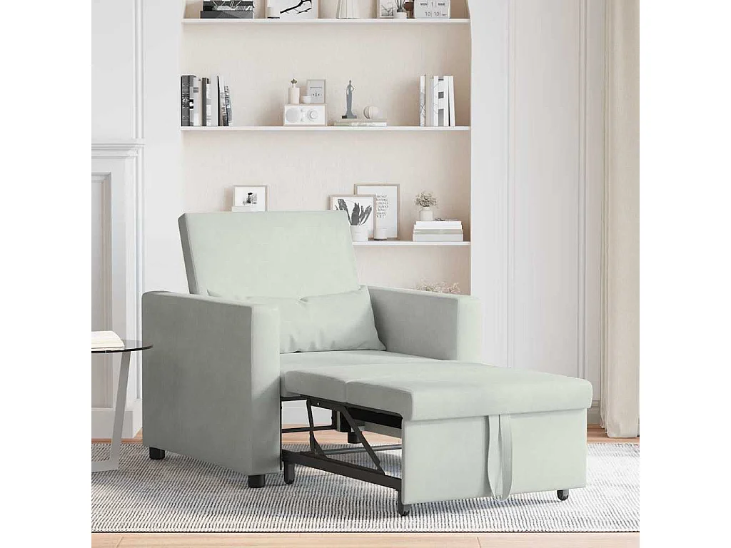 Einzel-Schlafsofa mit Rädern Hellgrau 90x165x87 cm Samt SHL30569