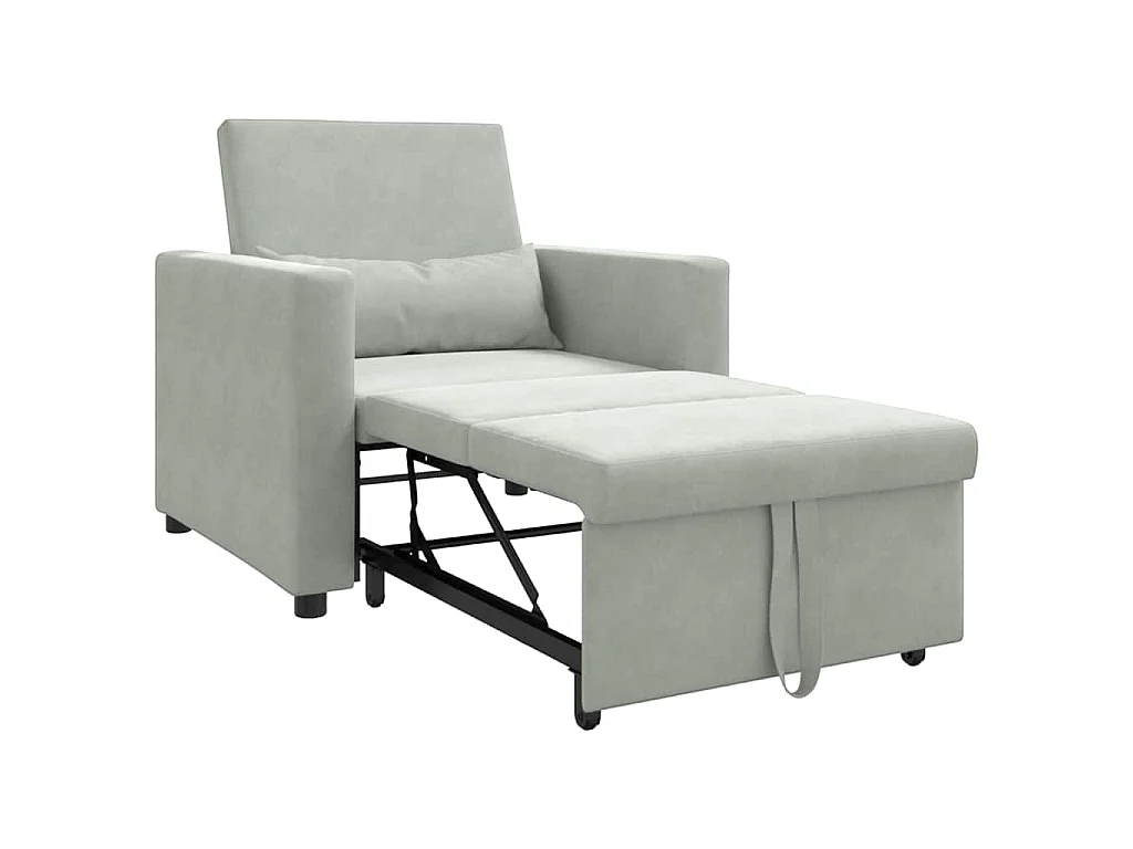 Einzel-Schlafsofa mit Rädern Hellgrau 90x165x87 cm Samt SHL30569
