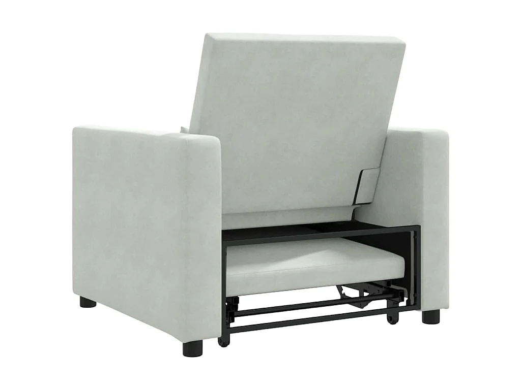 Einzel-Schlafsofa mit Rädern Hellgrau 90x165x87 cm Samt SHL30569