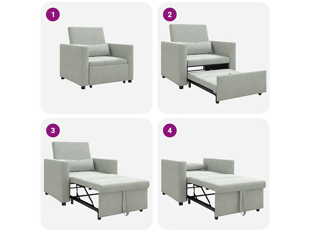 Einzel-Schlafsofa mit Rädern Hellgrau 90x165x87 cm Samt SHL30569