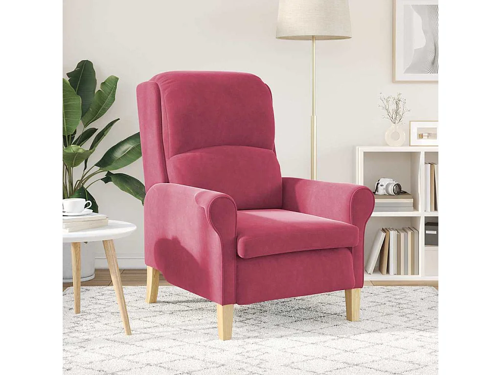 Fauteuil de Salon-Chaise de relax Rouge bordeaux 76x94x102 cm Velours SHL1232