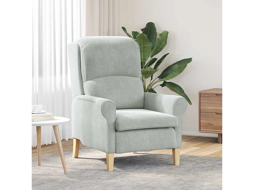 Fauteuil de Salon-Chaise de relax Gris clair 76x94x102 cm Velours SHL1801