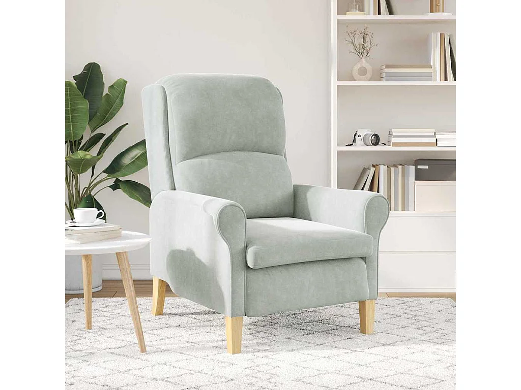 Fauteuil de Salon-Chaise de relax Gris clair 76x94x102 cm Velours SHL1801