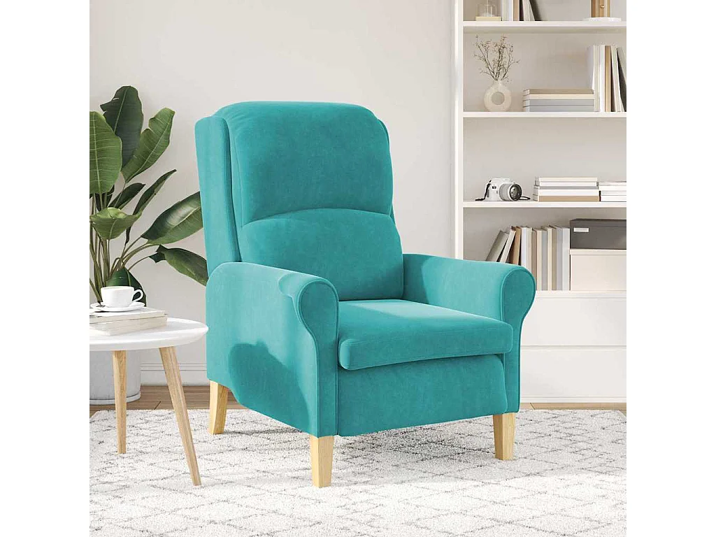 Fauteuil de Salon-Chaise de relax Turquoise 76x94x102 cm Velours SHL5323