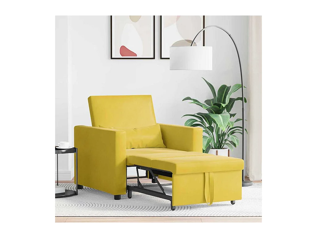 Sofá Cama Individual Amarillo 90x165x87 cm Terciopelo SHL7863