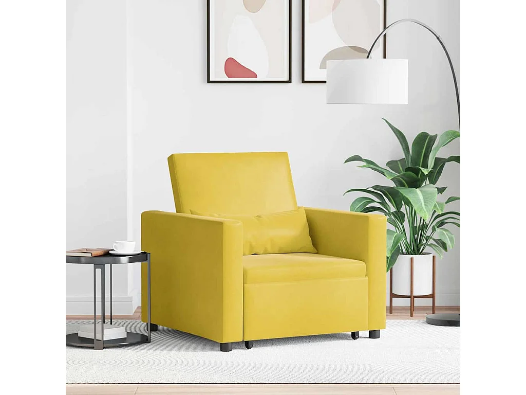Einzel-Schlafsofa mit Rädern Gelb 90x165x87 cm Samt SHL41278