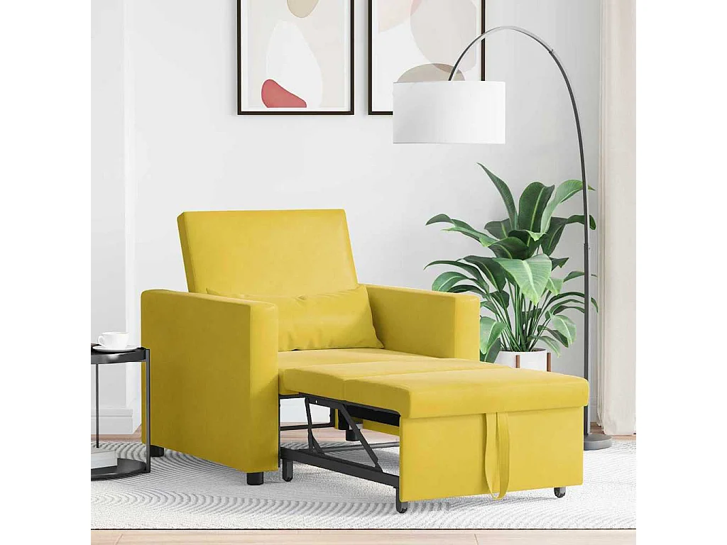 Einzel-Schlafsofa mit Rädern Gelb 90x165x87 cm Samt SHL41278