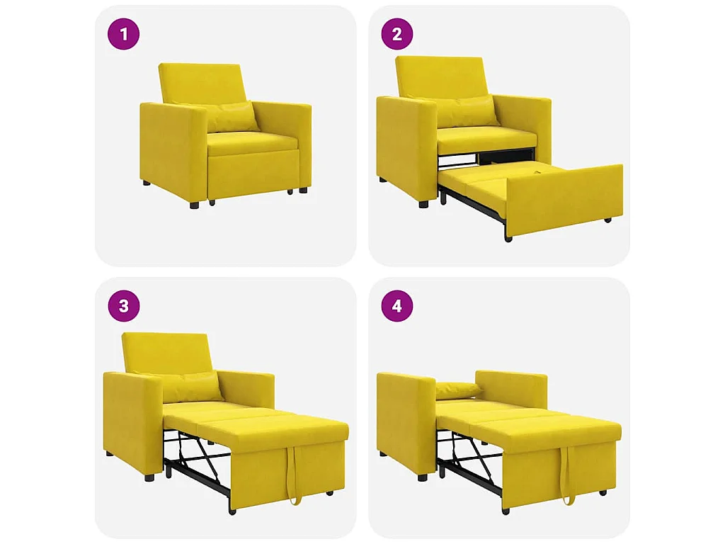 Einzel-Schlafsofa mit Rädern Gelb 90x165x87 cm Samt SHL41278