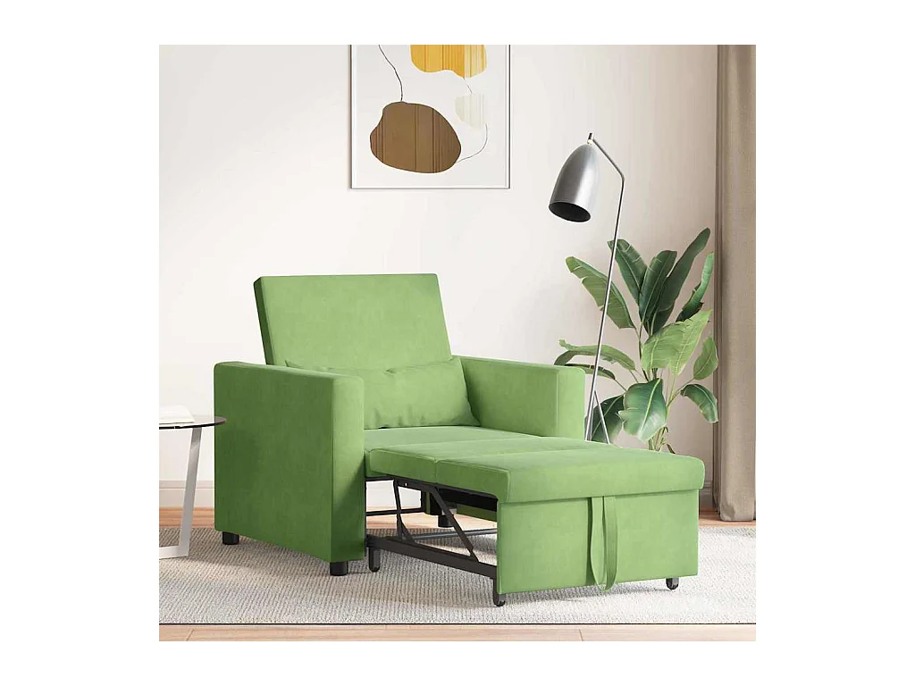 Sofá Cama Individual Verde claro 90x165x87 cm Terciopelo SHL3183