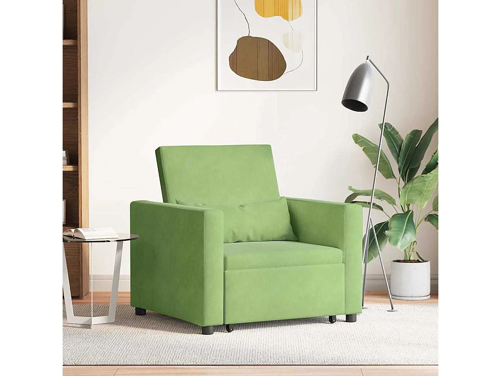 Fauteuil Salon-Chaise de relax-Chaise de Canapé Vert clair 90x165x87 cm Velours SHL1794