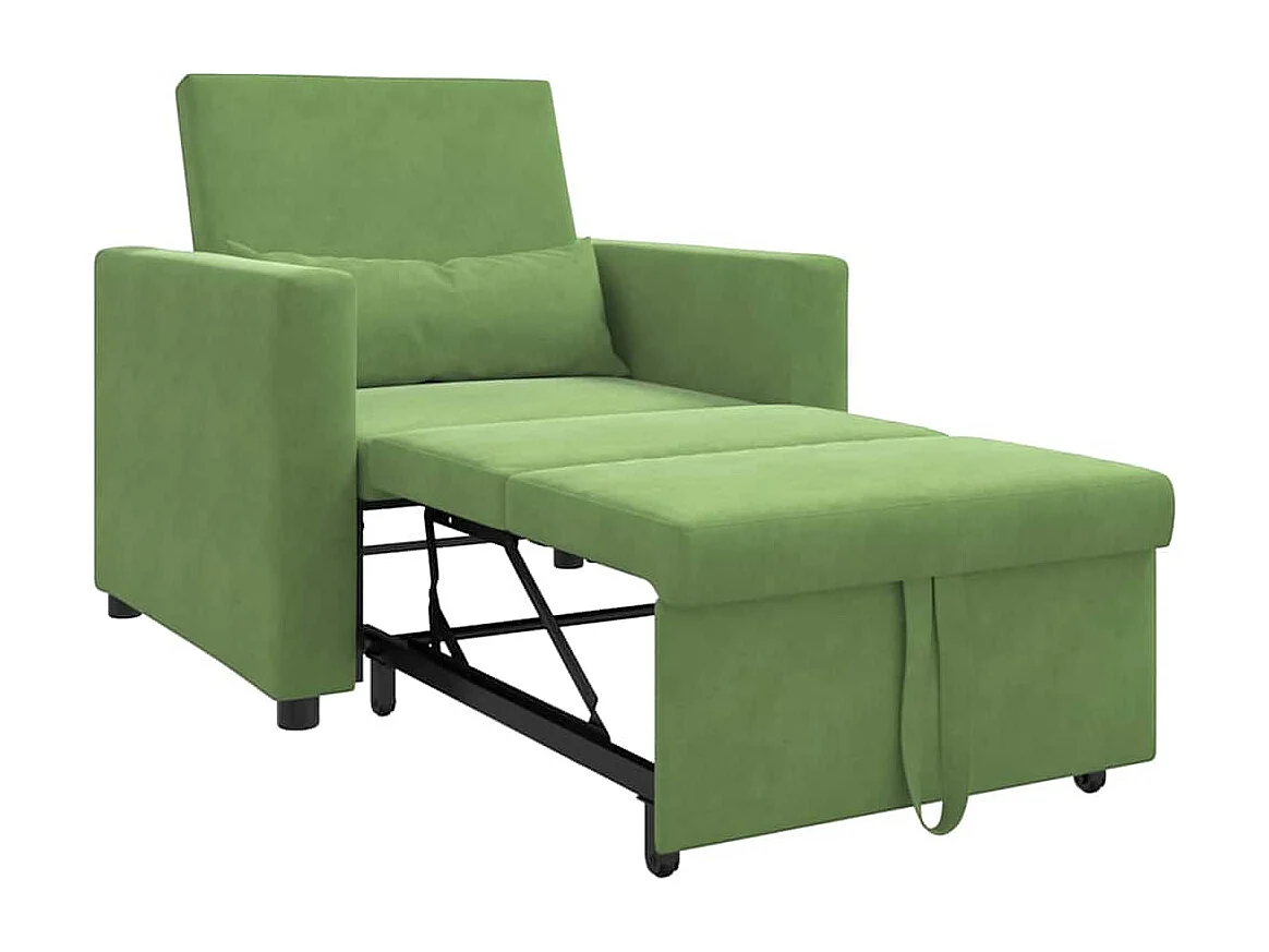 Fauteuil Salon-Chaise de relax-Chaise de Canapé Vert clair 90x165x87 cm Velours SHL1794