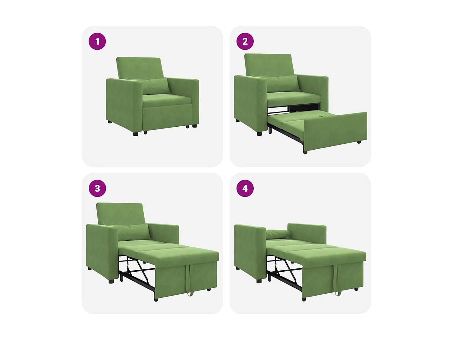 Fauteuil Salon-Chaise de relax-Chaise de Canapé Vert clair 90x165x87 cm Velours SHL1794