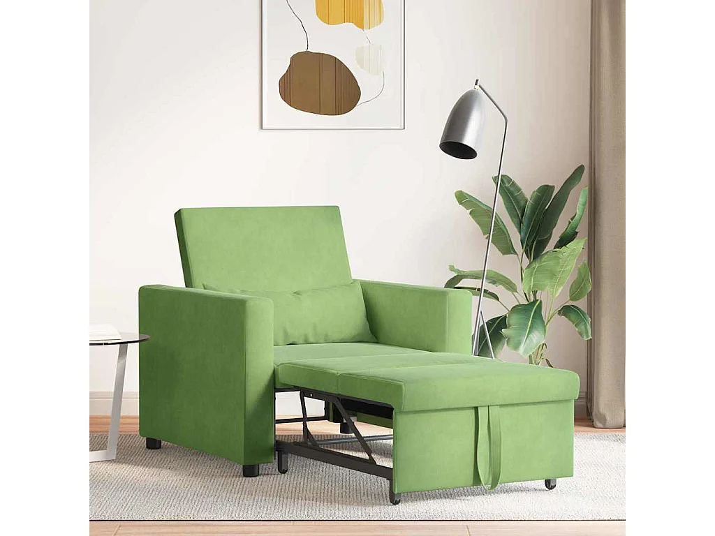 Einzel-Schlafsofa mit Rädern Hellgrün 90x165x87 cm Samt SHL70368