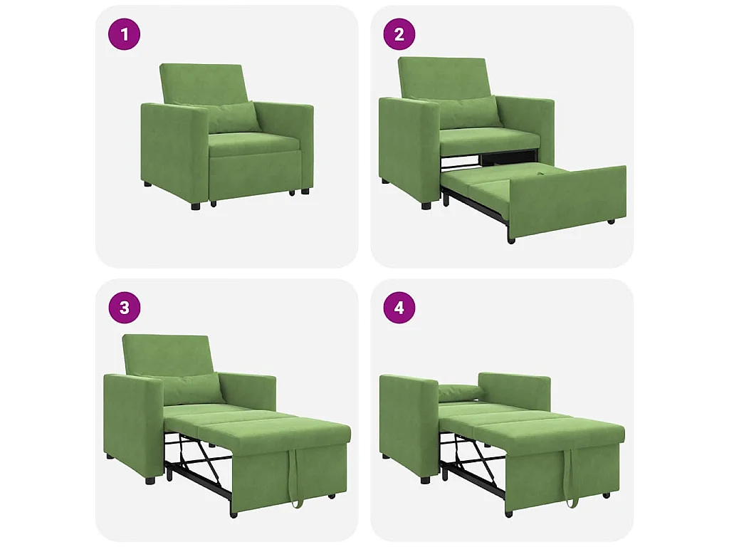 Einzel-Schlafsofa mit Rädern Hellgrün 90x165x87 cm Samt SHL70368
