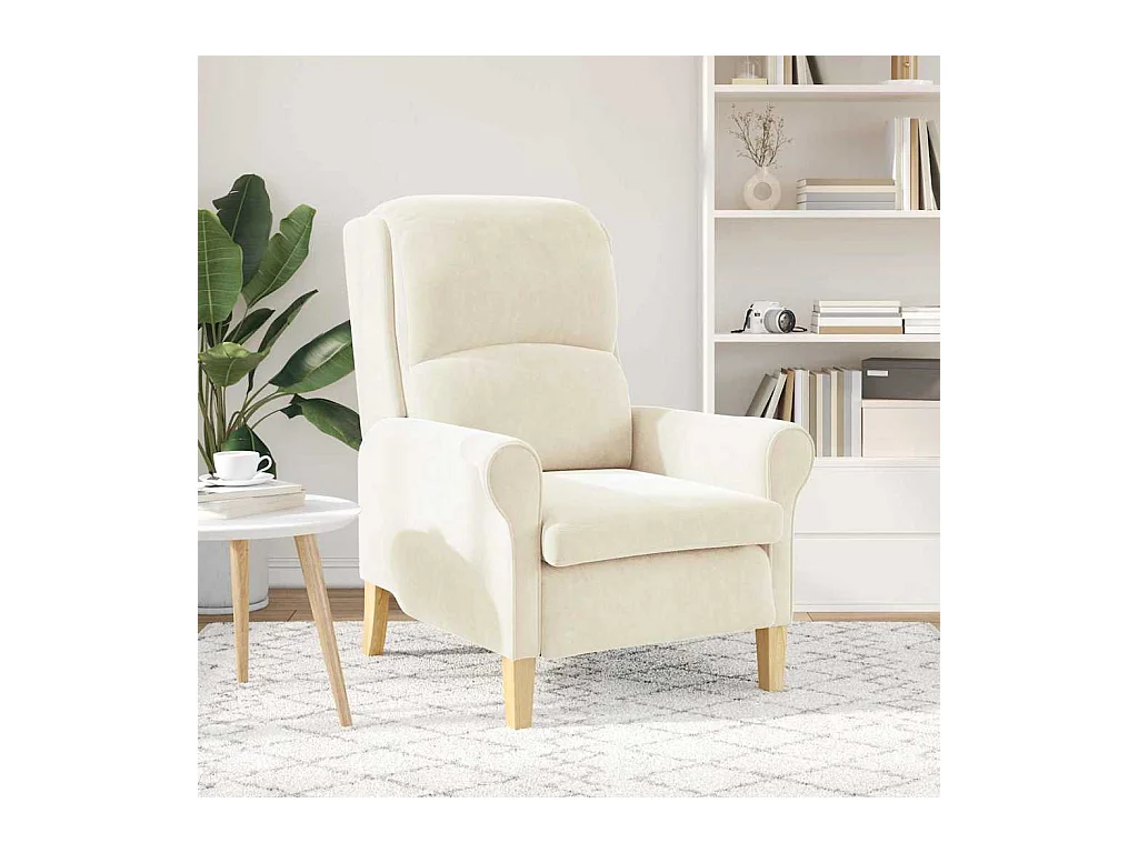 Sillón de salón | Silla de relax Crema 76x94x102 cm Terciopelo SHL7875