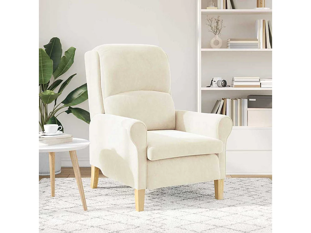 Fauteuil de Salon-Chaise de relax Crème 76x94x102 cm Velours SHL4288
