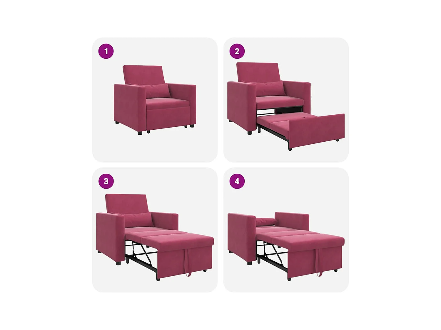 Sofá Cama Individual Rojo vino tinto 90x165x87 cm SHL5271