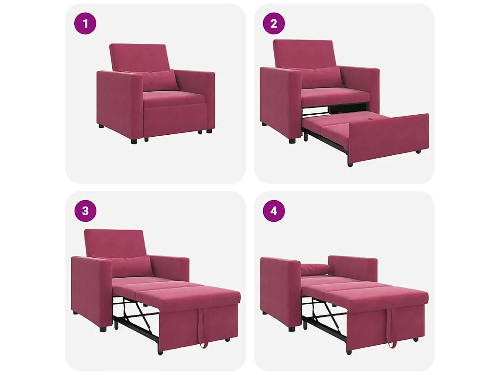 Einzel-Schlafsofa mit Rädern Weinrot 90x165x87 cm Samt SHL50776