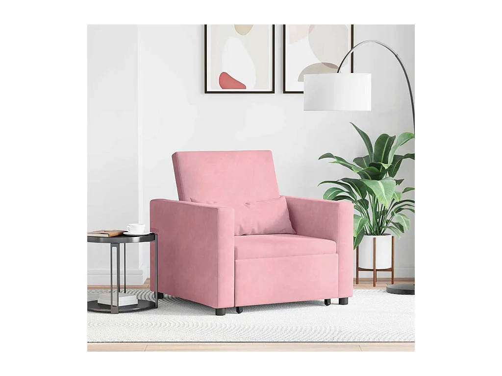 Sofá Cama Individual Rosa claro 90x165x87 cm Terciopelo SHL5384