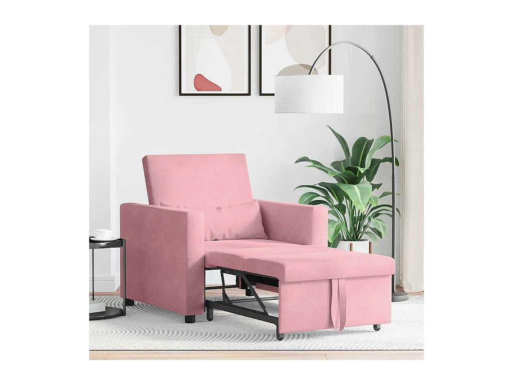 Sofá Cama Individual Rosa claro 90x165x87 cm Terciopelo SHL5384