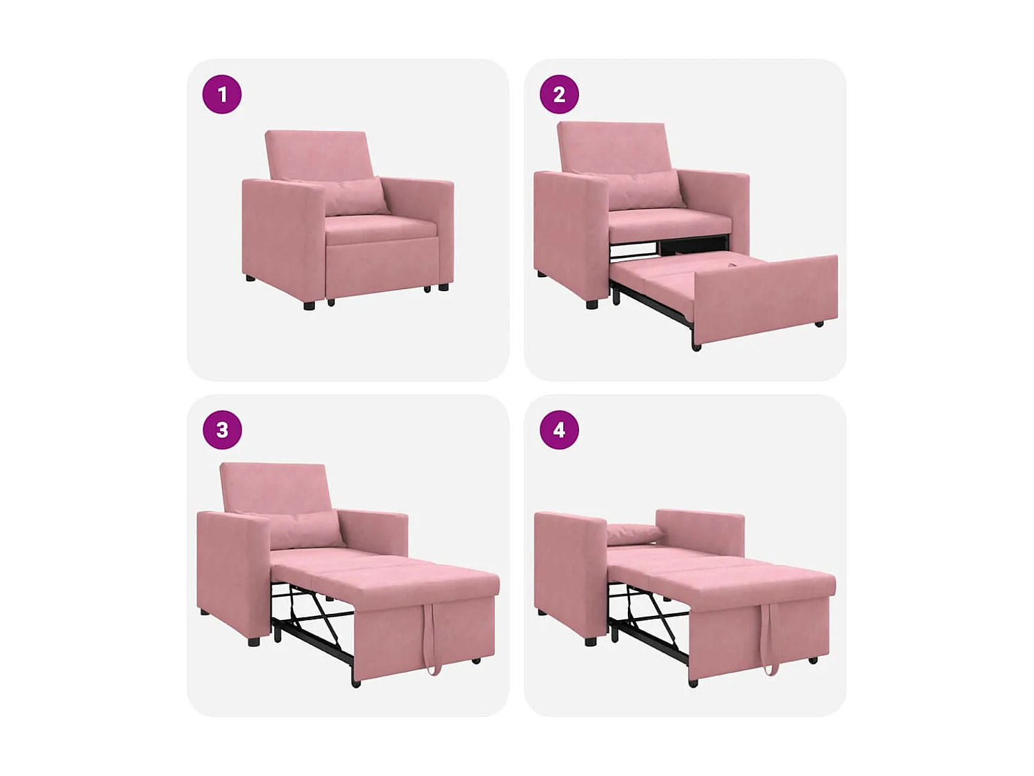 Fauteuil Salon-Chaise de relax-Chaise de Canapé Rose clair 90x165x87 cm Velours SHL5420