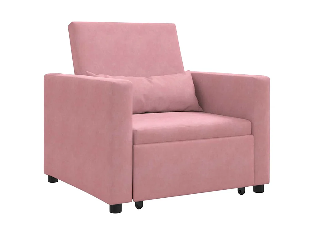 Einzel-Schlafsofa mit Rädern Hellrosa 90x165x87 cm Samt SHL97445